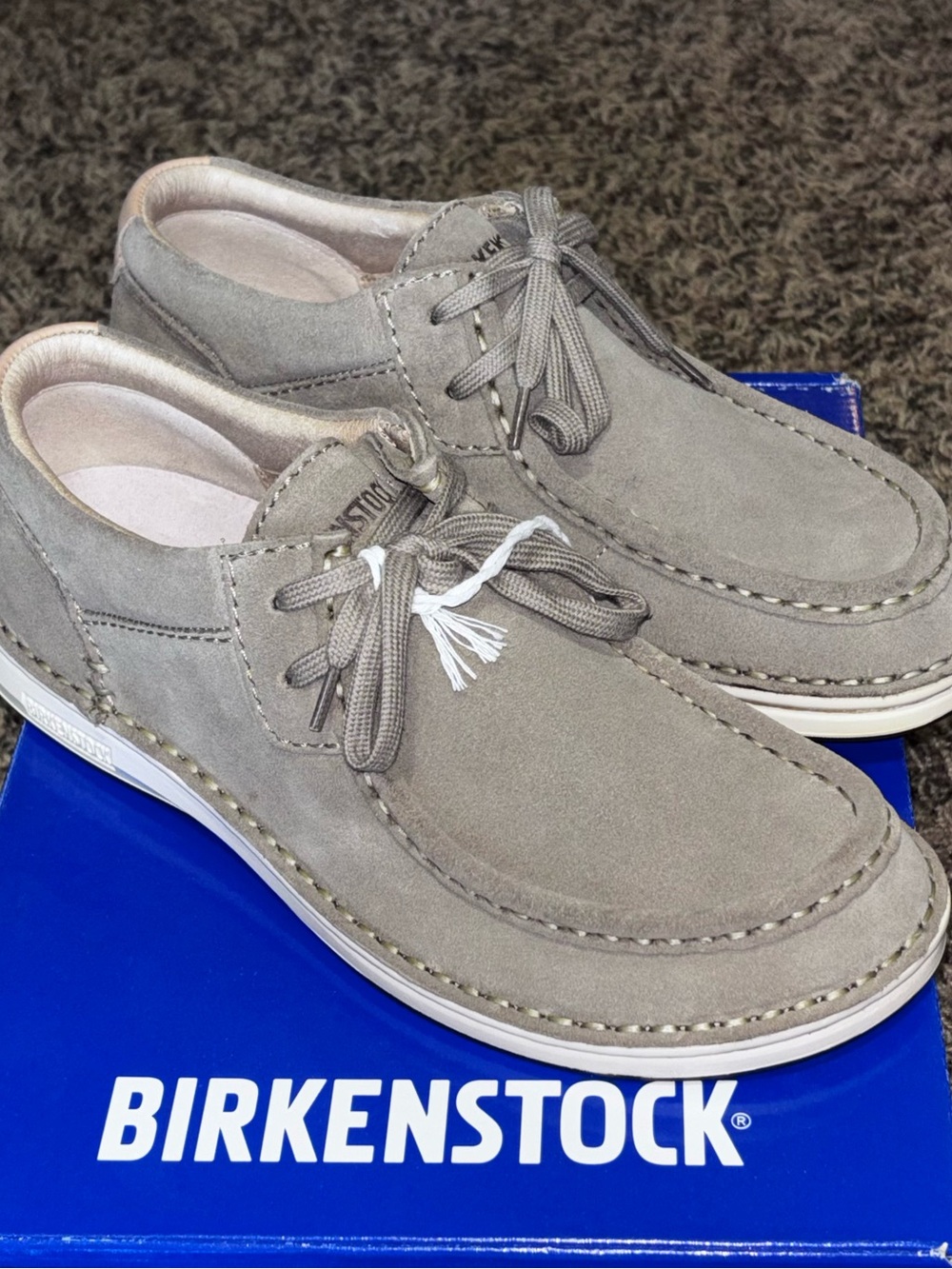 Birkenstock New Pasadena Gray Taupe Suede Leather Size 38 Men’s 5 Women’s 7
